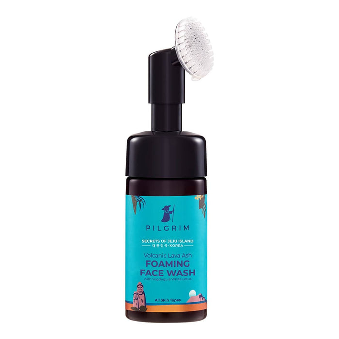 Pilgrim Korean Volcanic Lava Ash Foaming Face Wash with Built In Brush 120 ml