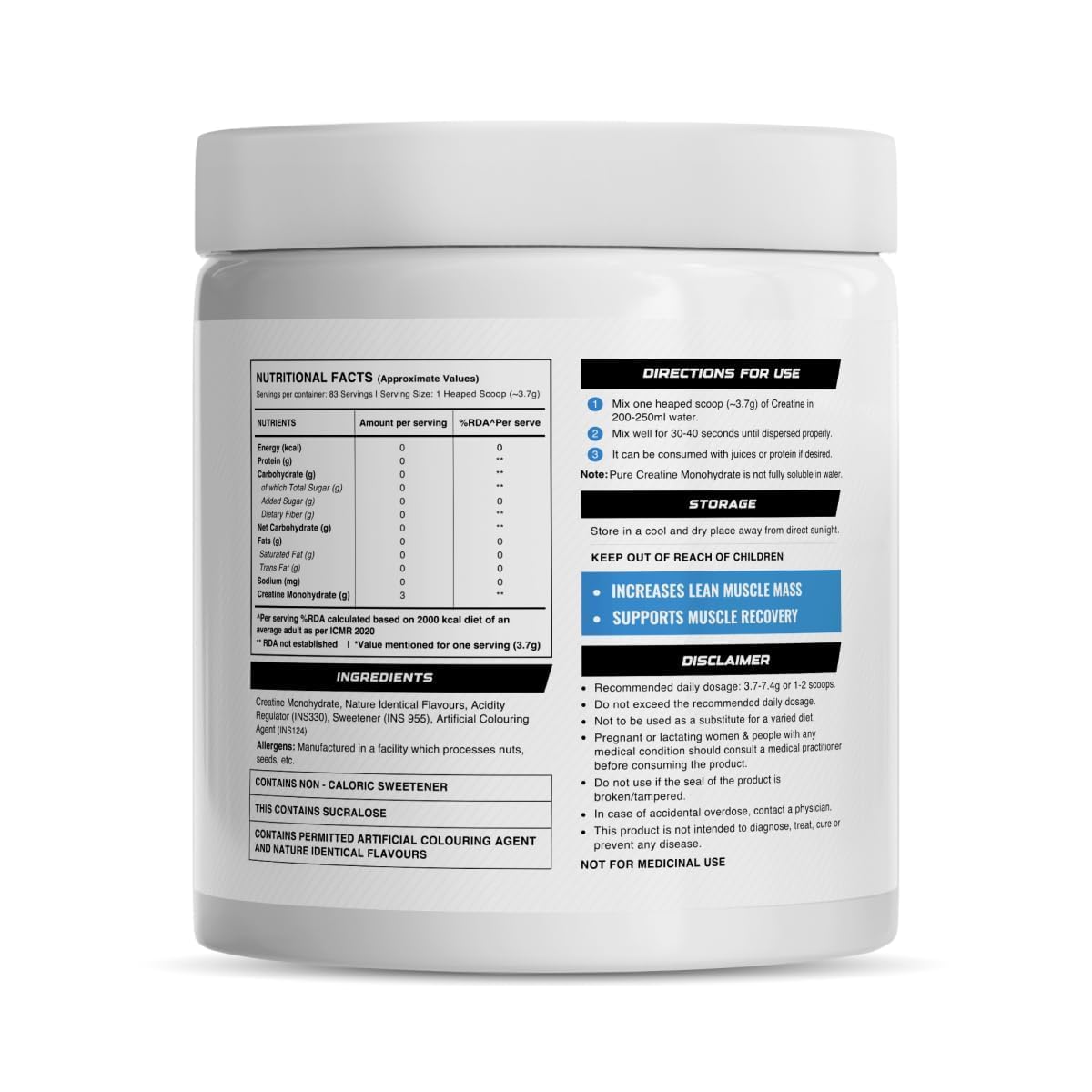 Wellcore Creatine Watermelon Wave Sports Nutrition Powder - 307g - Image 3