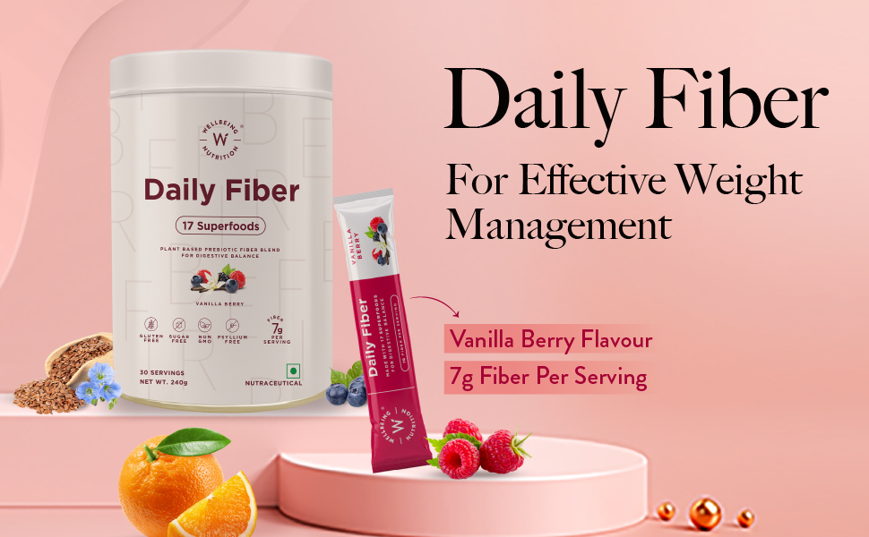 Wellbeing Nutrition Daily Fiber Powder - Vanilla Berry, 240g - 1