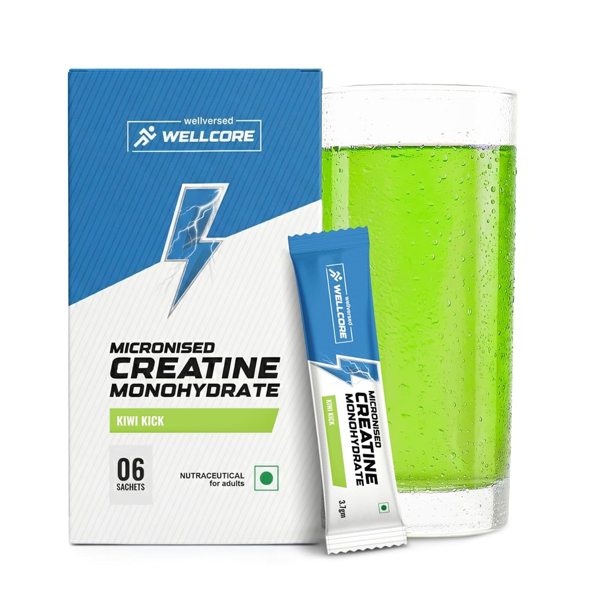 Wellcore Micronised Creatine Monohydrate Powder - 6 Sachets, Kiwi Kick
