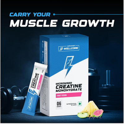 Wellcore Micronised Creatine Monohydrate Powder - Fruit Fusion, 3.7g Sachets x 6