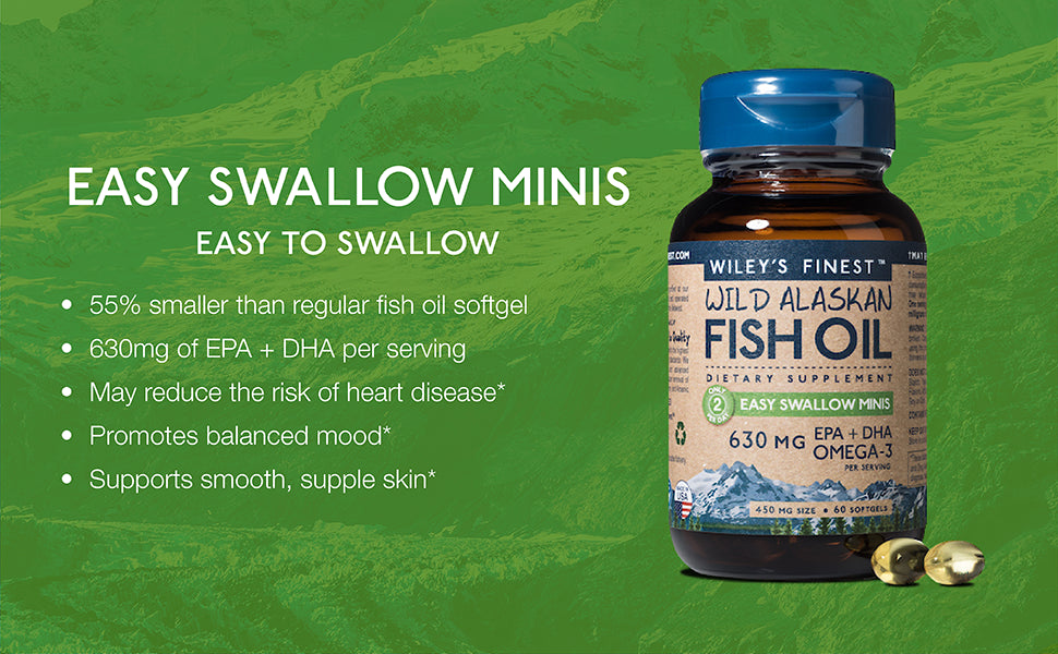 Wiley's Easy Swallow Minis - Omega-3 Fish Oil Softgels 60's - 1