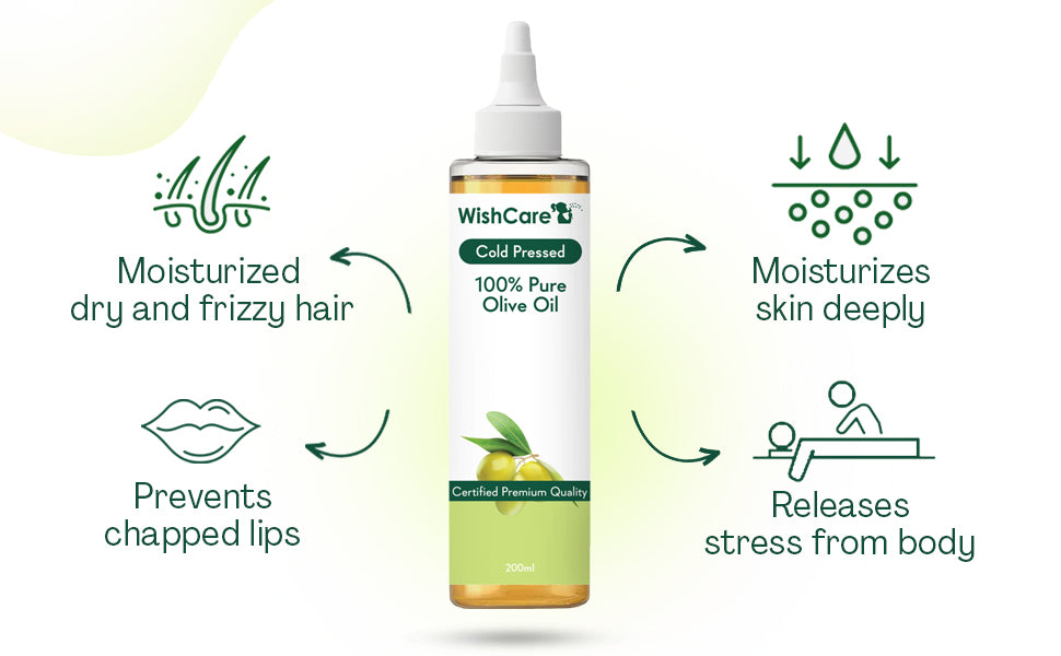 WishCare 100% Pure Unrefined Cold Pressed Hair & Skin Oil with Olive, 200ml - 2