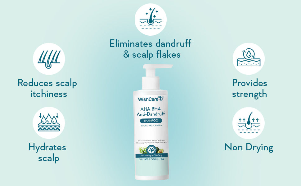 WishCare Anti-Dandruff Shampoo with AHA BHA - Hydrating, 250ml - 4