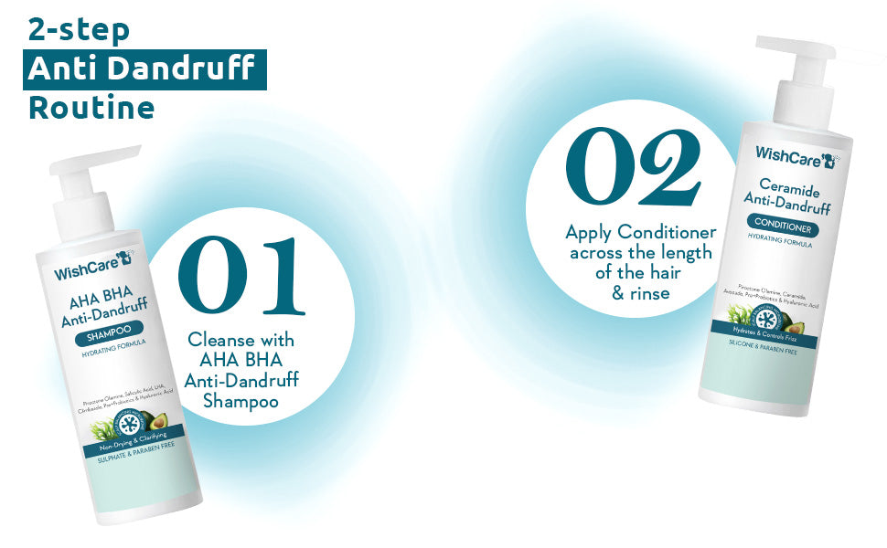 WishCare Anti-Dandruff Shampoo with AHA BHA - Hydrating, 250ml - 7