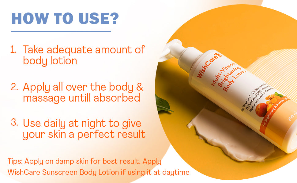 WishCare Multi-Vitamin Brightening Body Lotion - 5% Vitamin C & Niacinamide, 200ml - 5