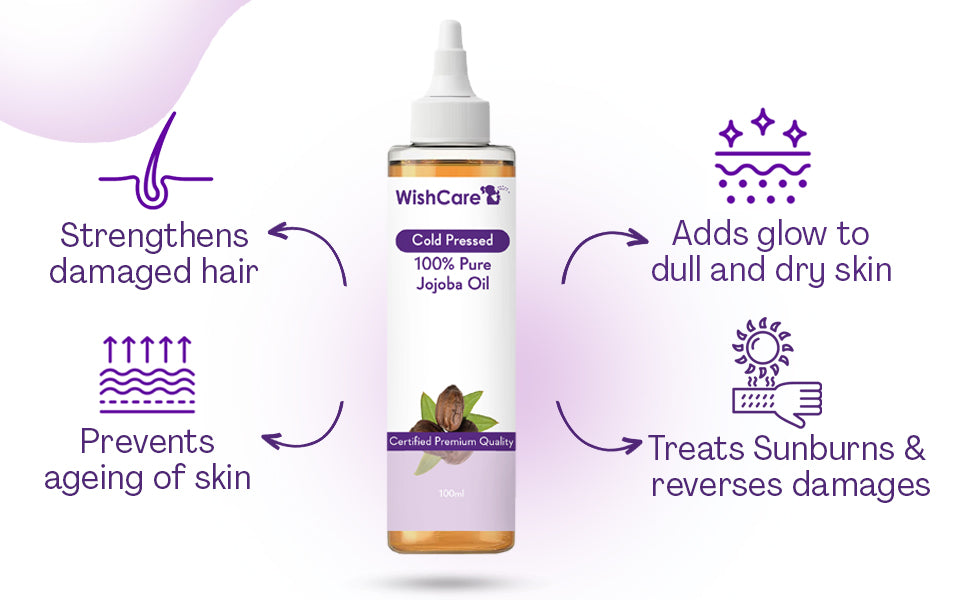 WishCare Jojoba Oil - 100% Pure Cold-Pressed, Unrefined, 100ml - 2
