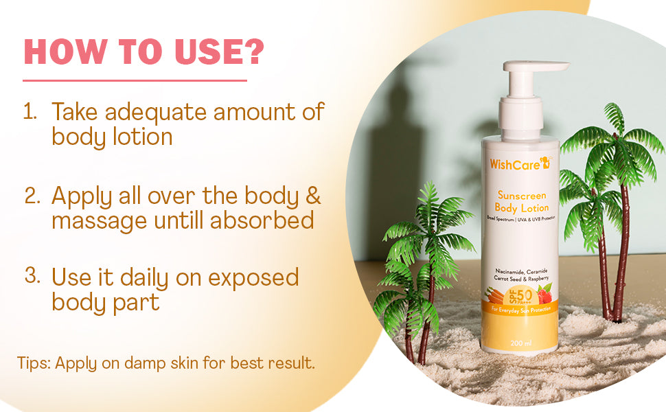 WishCare Sunscreen Body Lotion SPF 50 - PA+++ Broad Spectrum, 200ml - 5