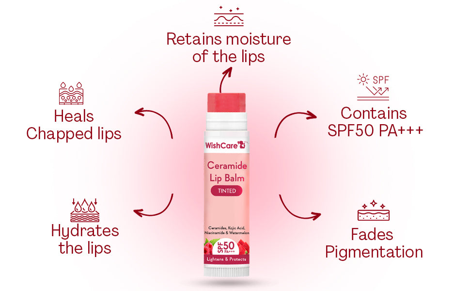 مرطب شفاه ملون من وِش كير بالسيراميد مع عامل حماية SPF50 PA+++ - بحمض الكوجيك والنياسيناميد - لتفتيح الشفاه - 3
