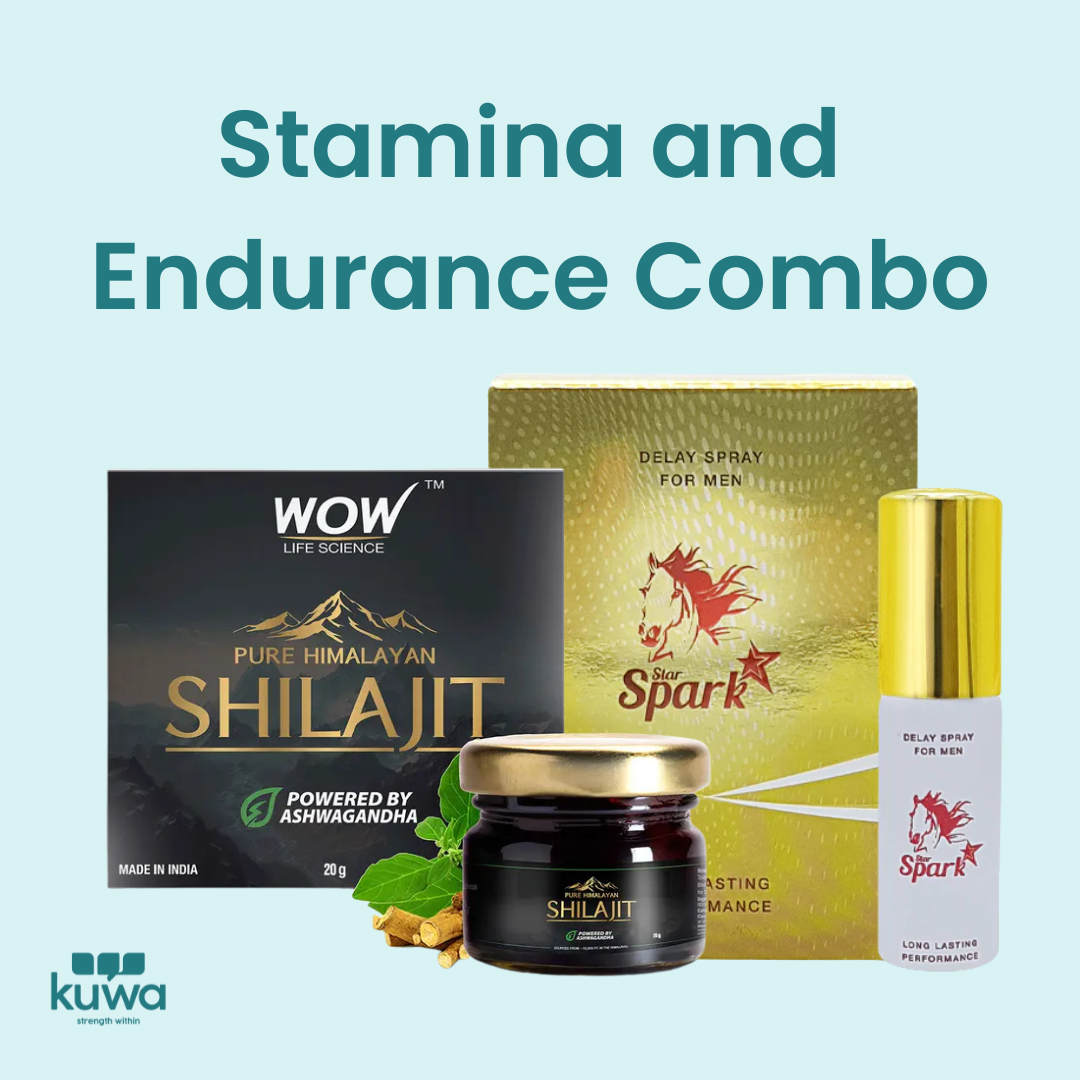 Wow Life Science Pure Himalayan Shilajit Resin | Powered By Ashwagandha - 20 G and Star Spark Delay Spray for men 12 ml Combo