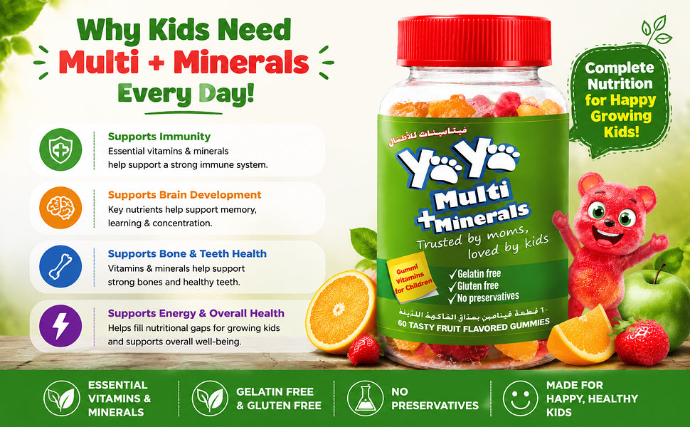 YAYA MULTI + MINERALS for children, Bottle of 60 Tasty Fruit Flavored Gummies - 2