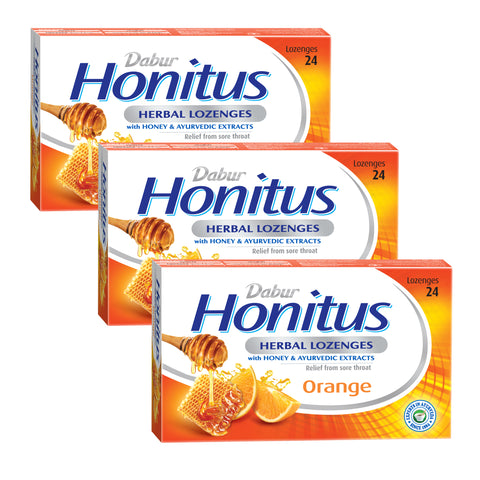 Dabur Honitus Herbal Lozenges- Orange, 24 Lozenges