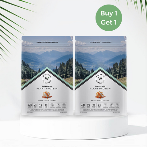 Wellbeing Nutrition Superfood Plant Protein French Vanilla Caramel, BUY 1 GET 1 FREE