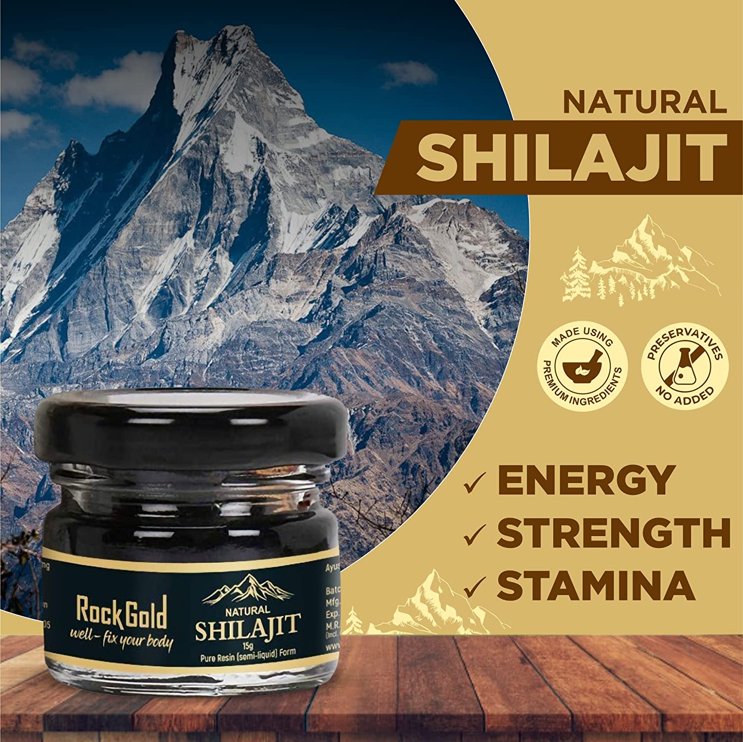 Rock Gold Pure & Natural Himalayan Shilajit / Shilajeet Raw