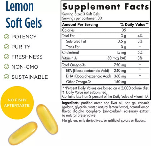 Arctic Cod Liver Oil Lemon x 90 Soft Gels