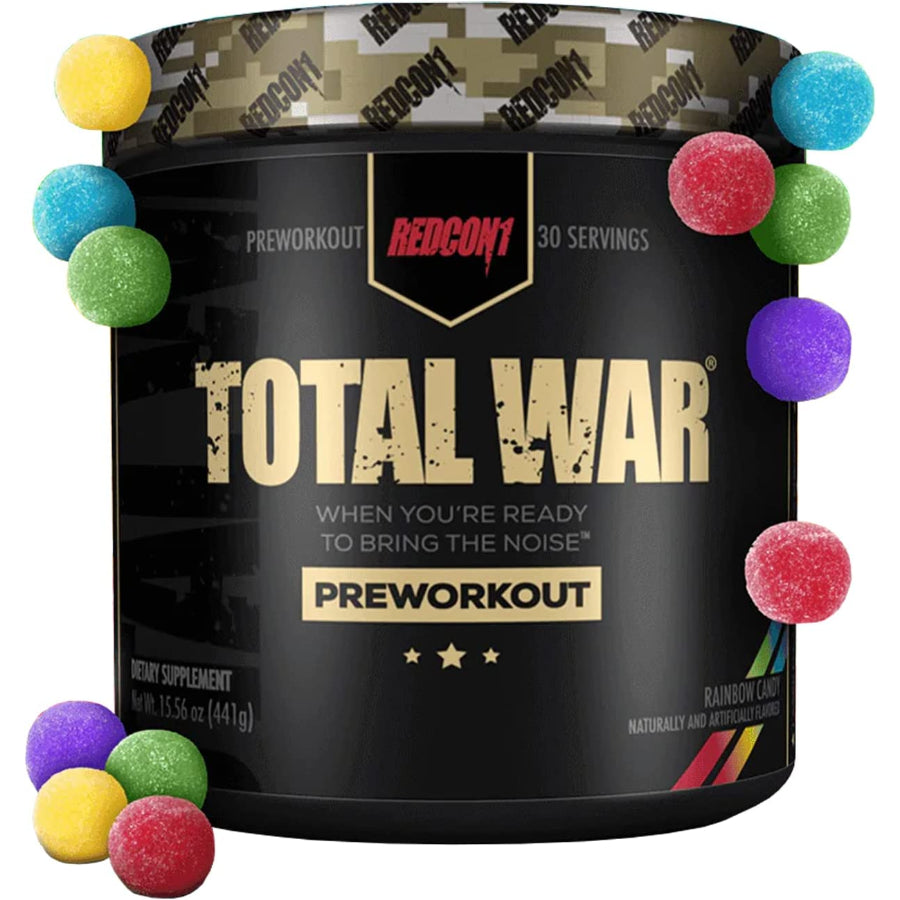 Redcon1 Total War - Pre Workout, 30 Servings (Rainbow Candy)