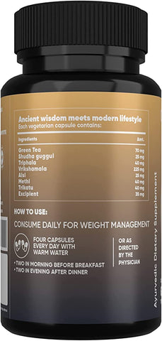 AADAR WEIGHT NO MORE | Natural Weight Loss Supplement | 120 Capsules | Belly Fat Burner for Men and Women | Garcinia Cambogia, Triphala, Fenugreek, Green Tea