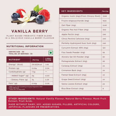 Wellbeing Nutrition Daily Fiber Vanilla Berry Flavor, 240 gms