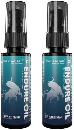 AADAR ENDURE Oil | Ayurvedic Massage Power Oil for men long Sx time | Control your Power, strengthens the nerves |Shilajit & Musli (30 ml) (pack of 2)