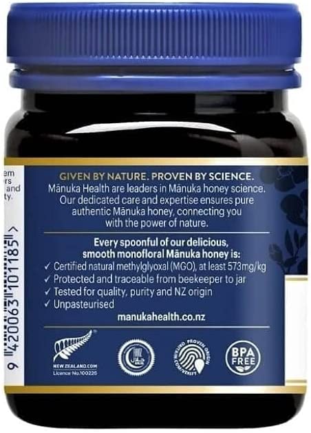 MANUKA HEALTH - MGO 573+ Manuka Honey, 100% Pure New Zealand Honey, 250 g