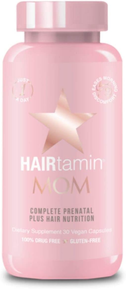 HAIRtamin Mom Vegan Prenatal Natural Multivitamin for Expecting Mothers with Biotin, Probiotics, Vitamin B-6, Iron, Best Post-Natal