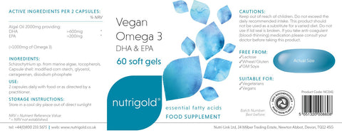 Nutrigold VEGAN OMEGA 3 X 60 CAPSULES