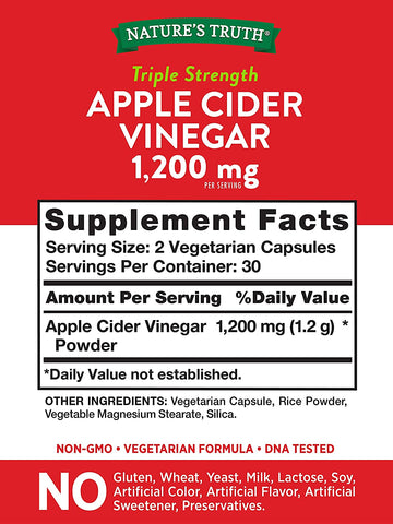 Nature's Truth Apple Cider Vinegar 1200mg, 60 Capsules